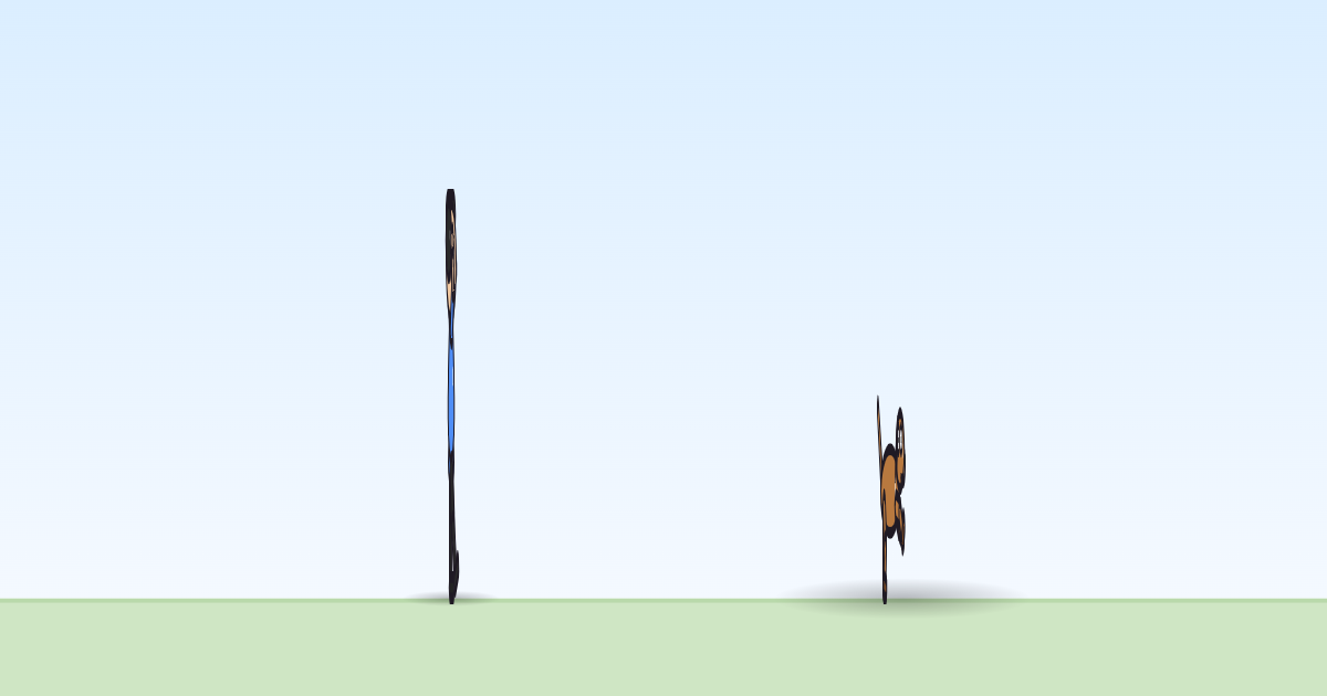 A cartoon person seen side-on with its arms up and one leg kicked back, mid-turn, and a dog beside it.